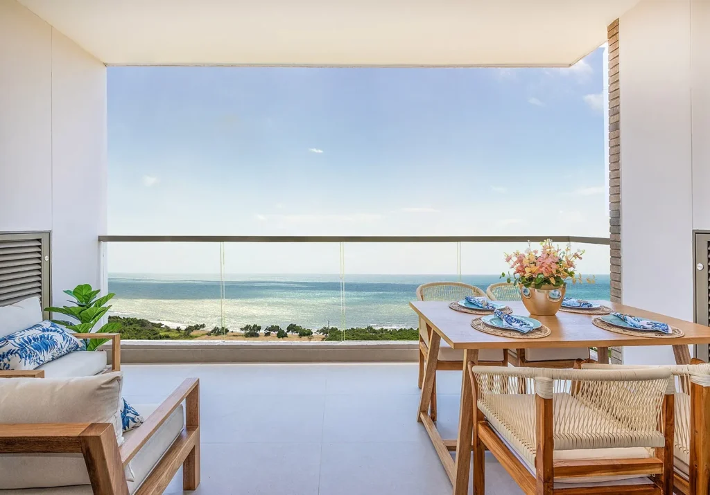 Terraza del apartamento de playa en Puntamarina
